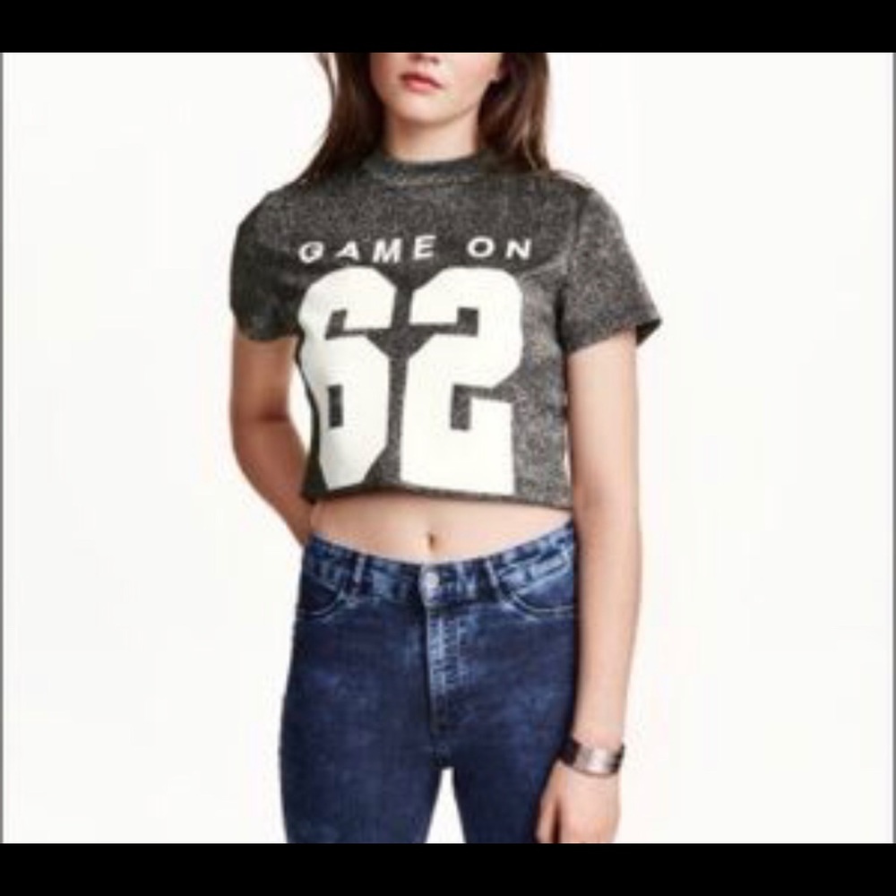 Game on crop sparkly shimmery